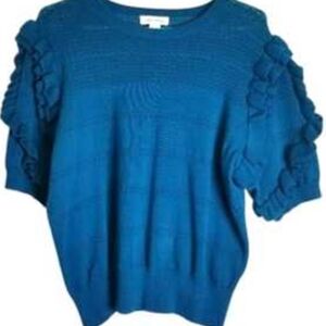 Calligraphie blue top knit with big ruffles size XL EUC